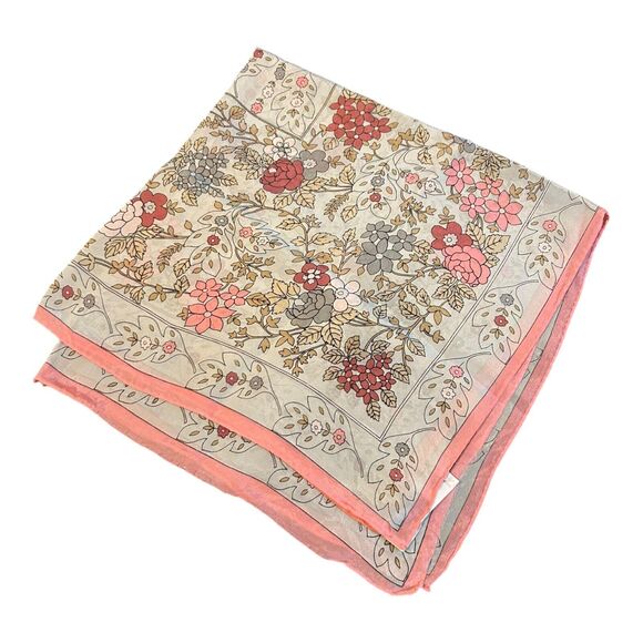 Oscar de la Renta Silk 20” Square Rolled Scarf Made In Japan Pastel Floral - Picture 1 of 7